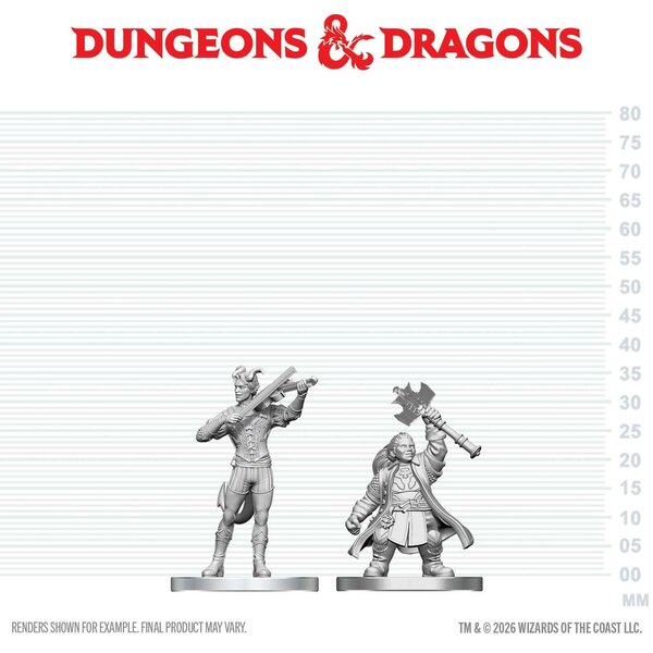 Wizkids AOÛT - DND - UNPAINTED MINIS - Tiefling Bard & Dwarf Cleric