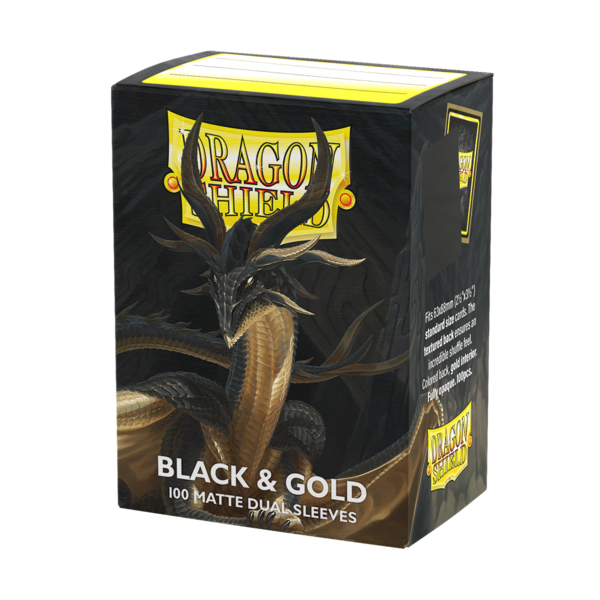 Arcane Tinmen DRAGON SHIELD - SLEEVES (100ct) - DUAL MATTE - Black and Gold