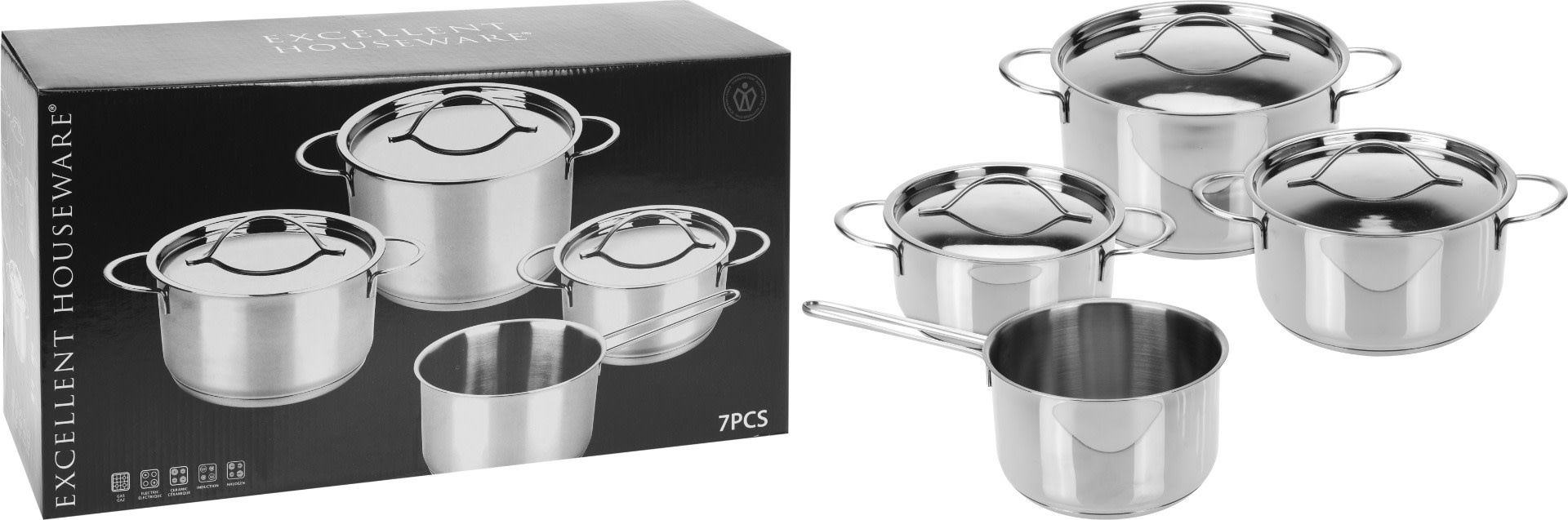 Cooking pans - Stainless - 7pcs