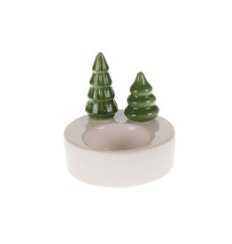 Dijk Candle holder porcelain white/green8x8x8cm