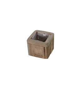 Dijk Planter Historic Wood with Plastic Liner 13x13x11cm