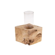 Dijk Candle Holder Chestnut Wood 15x10x10cm