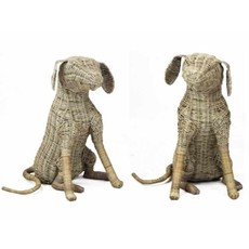 Van der Leeden Mandwerk Dog Rattan Grey 46X43H55cm - Incl Wooden Collar