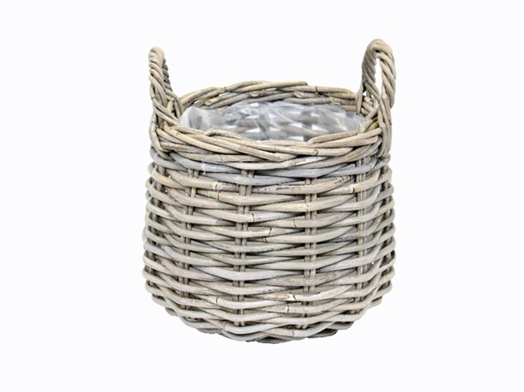 Van der Leeden Mandwerk Basket Rattan Grey With Lining Round