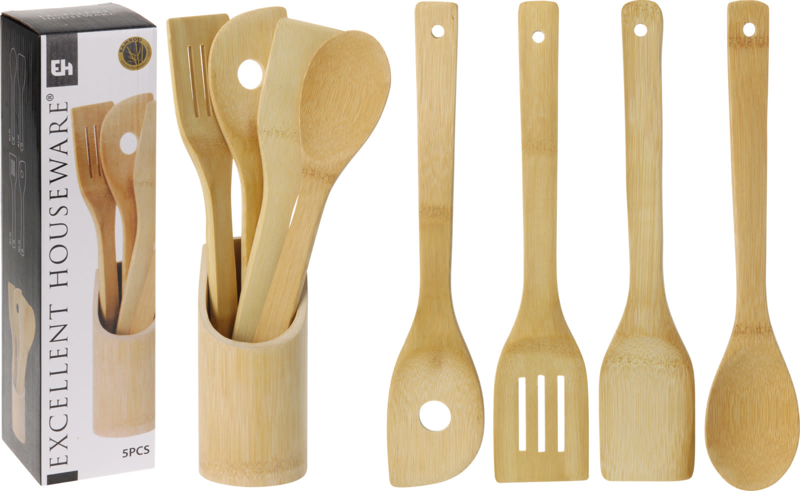 Koopman Kitchen utensils bamboo 5pc
