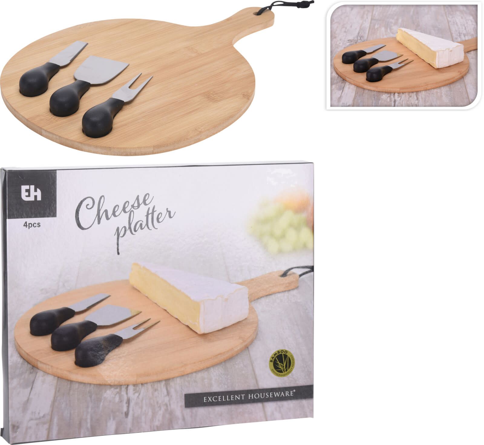 Koopman Cheese Set Of 4Pcs Bamboo