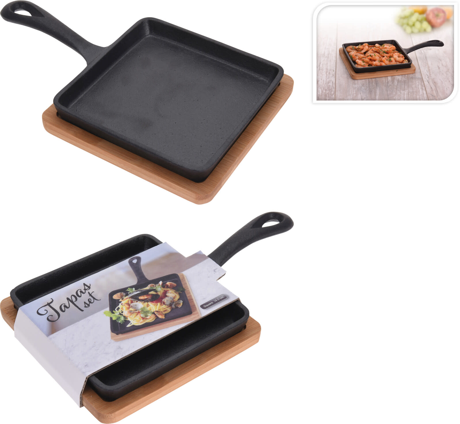 Artesa Cast iron skillet with serving board - Kitchen Craft