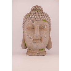 Dijk Statue - Buddha Head with Moss - Black/Grey - 38x60cm