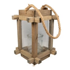 Candle Holder Historic Wood With Glass
