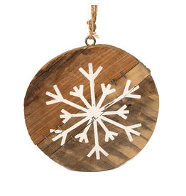 Hanger Snowflake Historic Wood nat/white 17x1.5cm