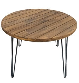 CHARLOTTE ROUND TABLE WOOD TOP WITH BLACK HAIRPIN LEG 42"