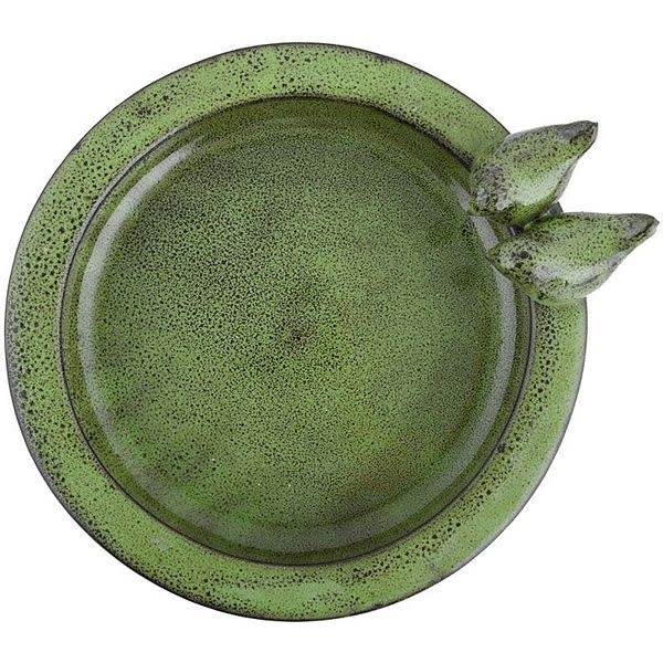 Esschert Birdbath on foot ceramic green