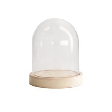 Dijk Glass bell with Wooden base 10.3x10.3x13.5cm