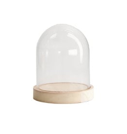 Dijk Glass bell with Wooden base 10.3x10.3x13.5cm