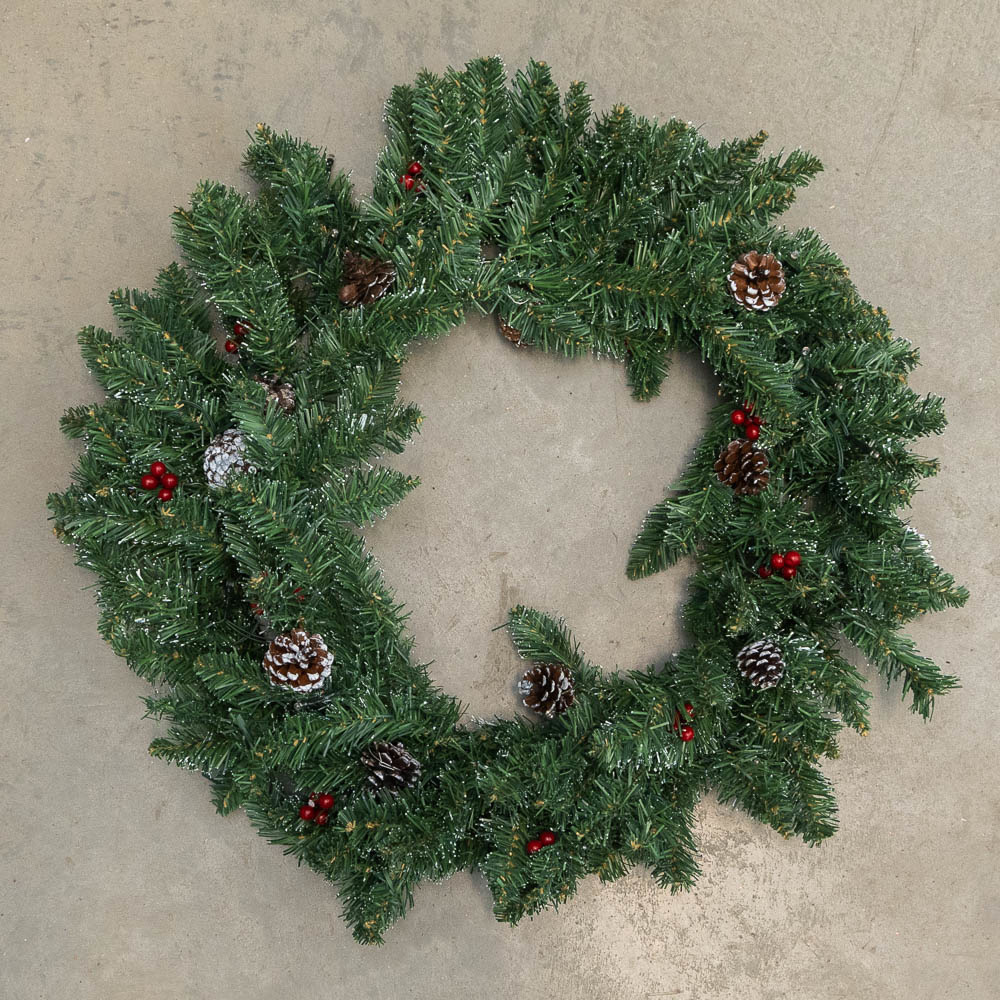 Creston wreath led battery operated green