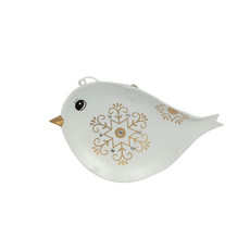 Ornament Bird Iron White Gold 6X4