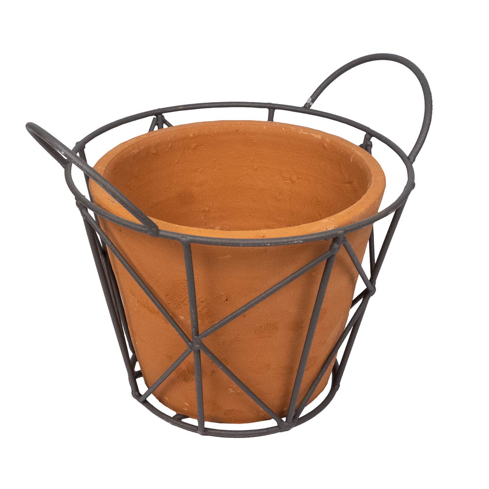 Planter in Metal stand terracotta