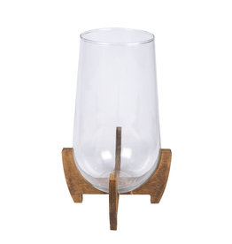 Dijk Glass Vase on Wood Stand
