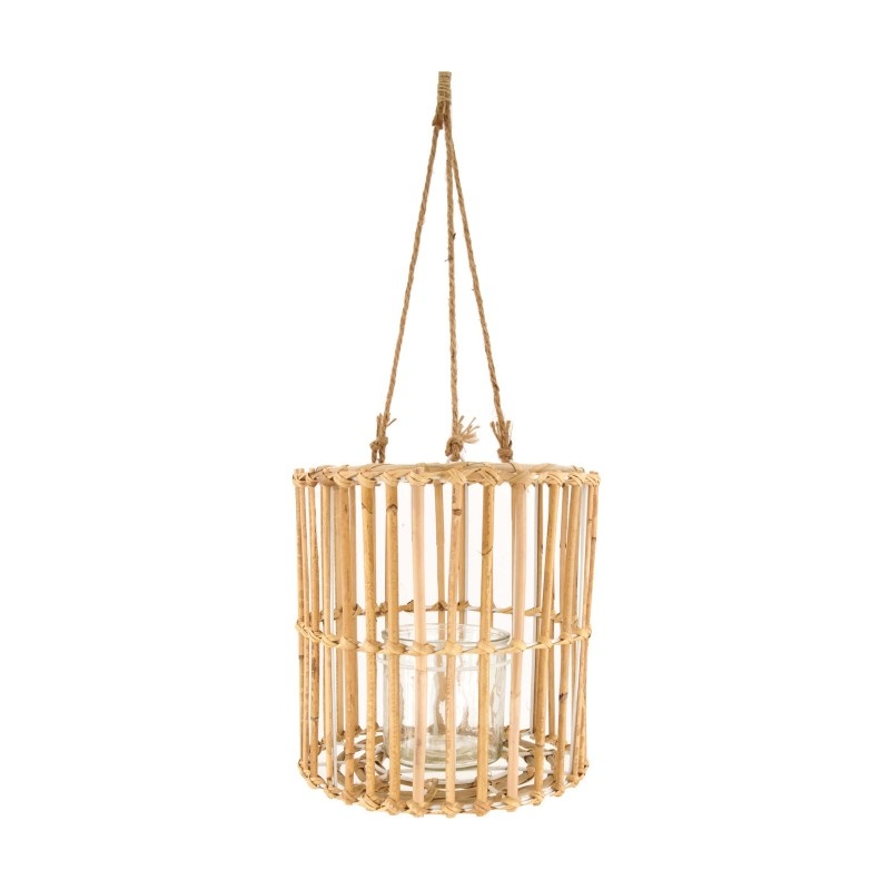 Set/2 Gold Metal Bamboo Lanterns, 7x17.5, 6x15.5