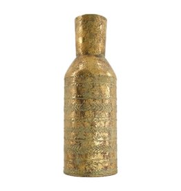 Dijk Metal Vase Antique Gold-Green Wash - 16.5x48cm