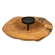 Dijk Round bowl with candle holder natural 30x30x10cm