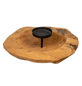 Dijk Round bowl with candle holder natural 30x30x10cm