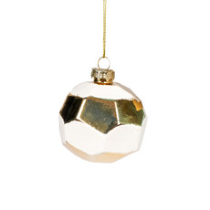 Ornament Ball Glass White Gold 2 Assorted - 7.5cm