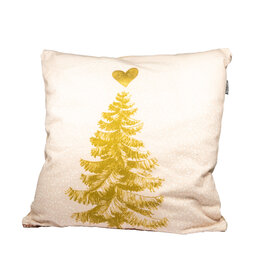 Cushion Evergreen Tree with Heart Topper - Beige - 45cm x 45cm