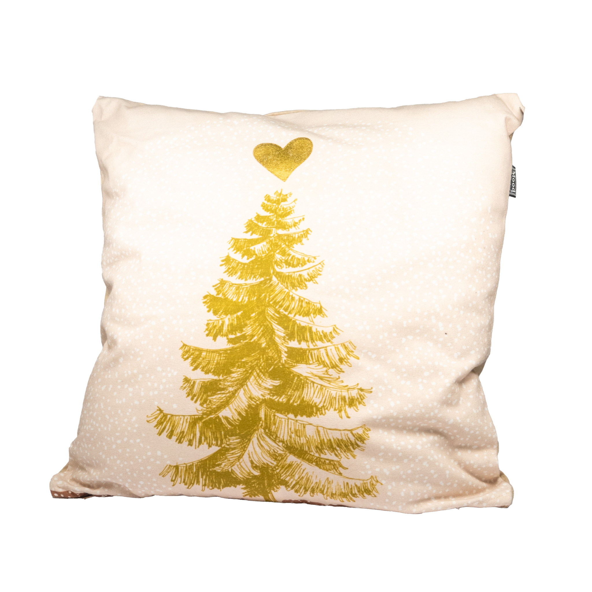 Cushion Evergreen Tree with Heart Topper - Beige - 45cm x 45cm
