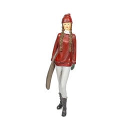 Ski Woman  Figurine Red Brown - L8.5xw5.5xh26cm