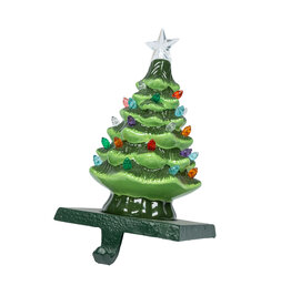 Vintage Green Lighted Tree Stocking Holder - 8.5"