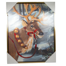 Reindeer Textured Framed Wall Art - 19.5"