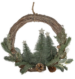 Branch Wreath with Greenery 40Led Battery Operated - W10Xd42Cm
