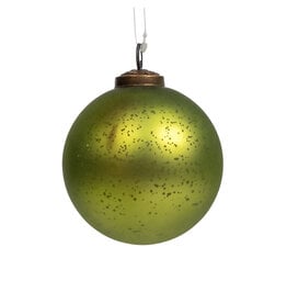 Antiqued Light Green Ball Ornament - 4"