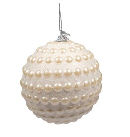 Ornament Ball White - Pearlized Texture  D10cm 2 Assorted