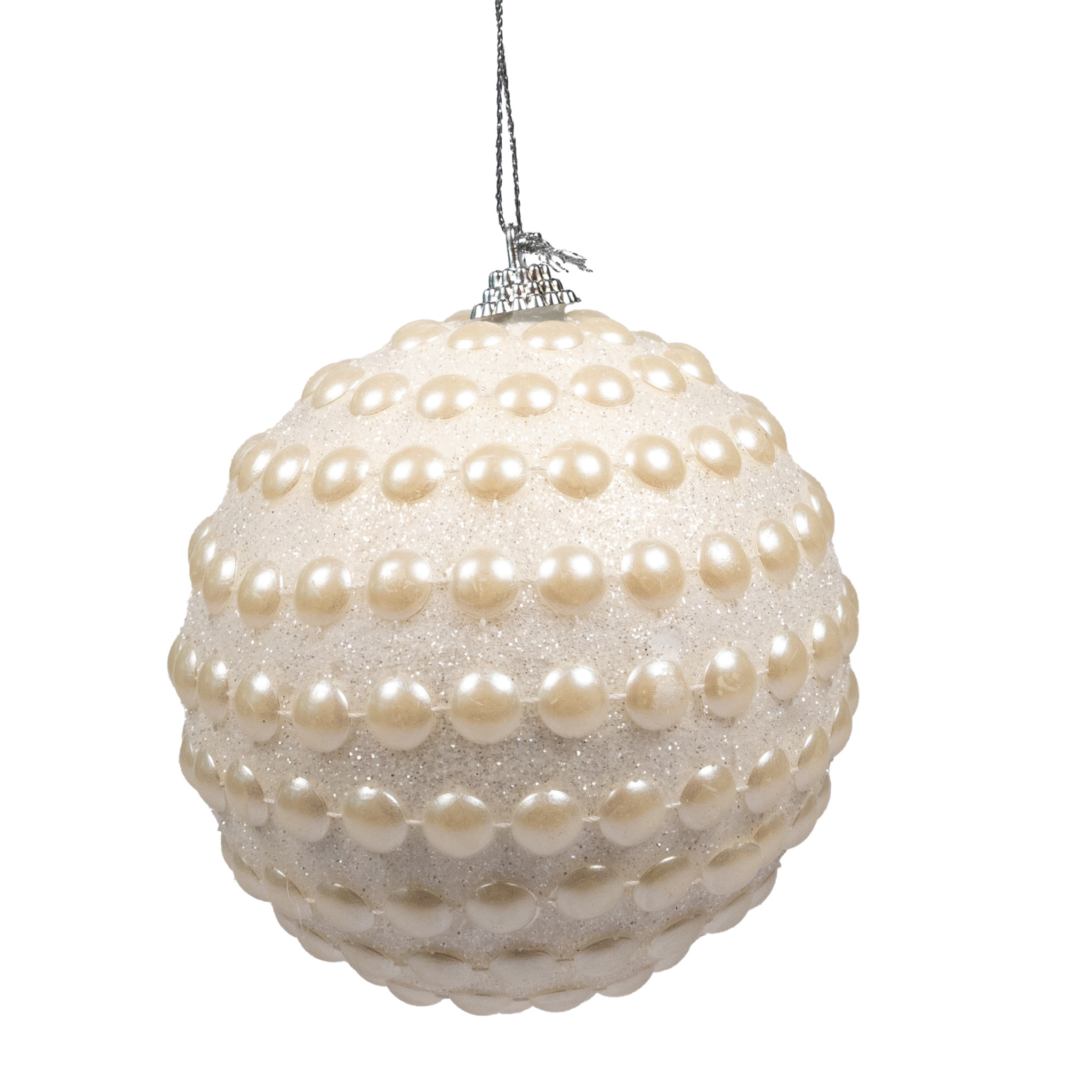 Ornament Ball White - Pearlized Texture  D10cm 2 Assorted