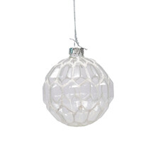 Ornament Clear Glass Ball with Geometric Pattern in White 6 Assorted  - d8cm