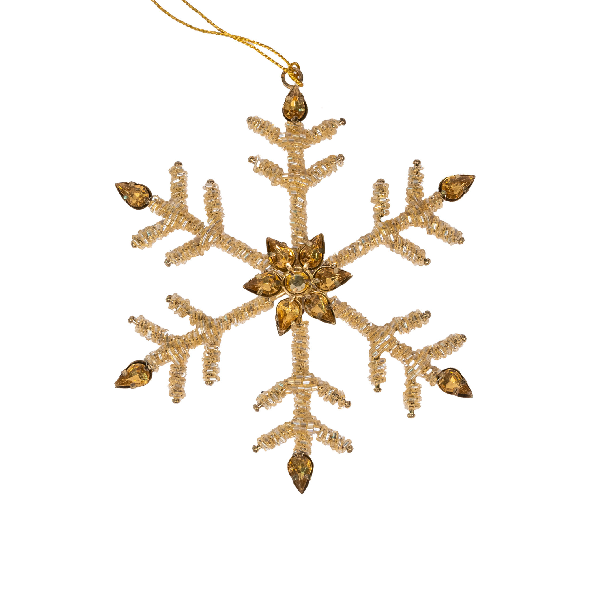Ornament Snowflake Glitter and Jewels - Gold - D15cm