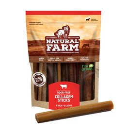 Natural Farm Collagen Sticks - Odor Free - 6" 5pk