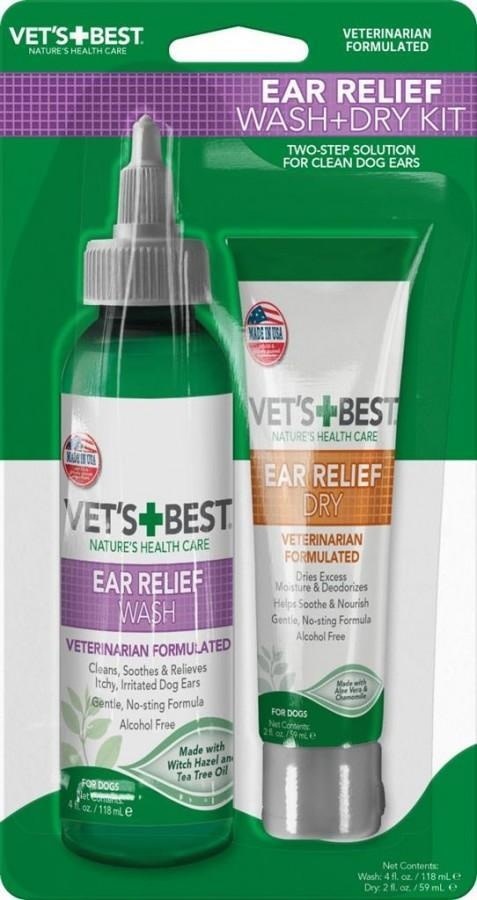 Vet's Best Ear Relief Wash 4OZ + Dry 2OZ  2PK