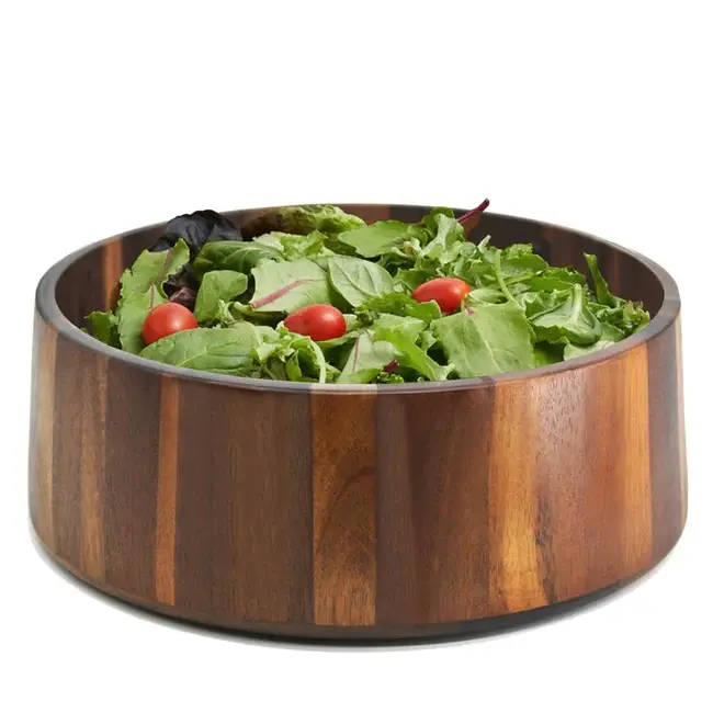 Natural Living Dark Acacia Wood Salad Bowl - 28 cm Dia