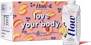 Flow Hydration Flow Water - Natural Alkaline Spring Water - Blueberry Peach - Case of 12