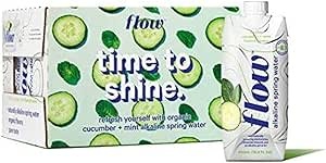 Flow Hydration Flow Water - Natural Alkaline Spring Water - Cucumber & Mint - Case of 12