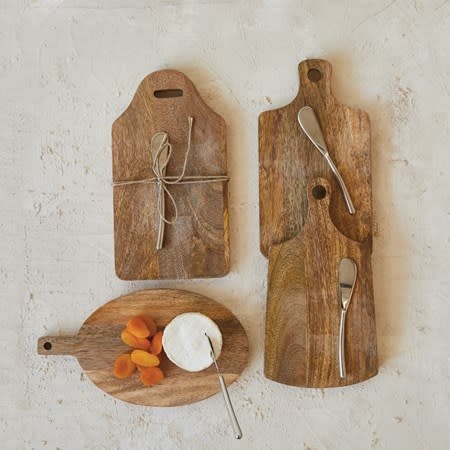 mango wood cheese cutting board with stainsteel knife