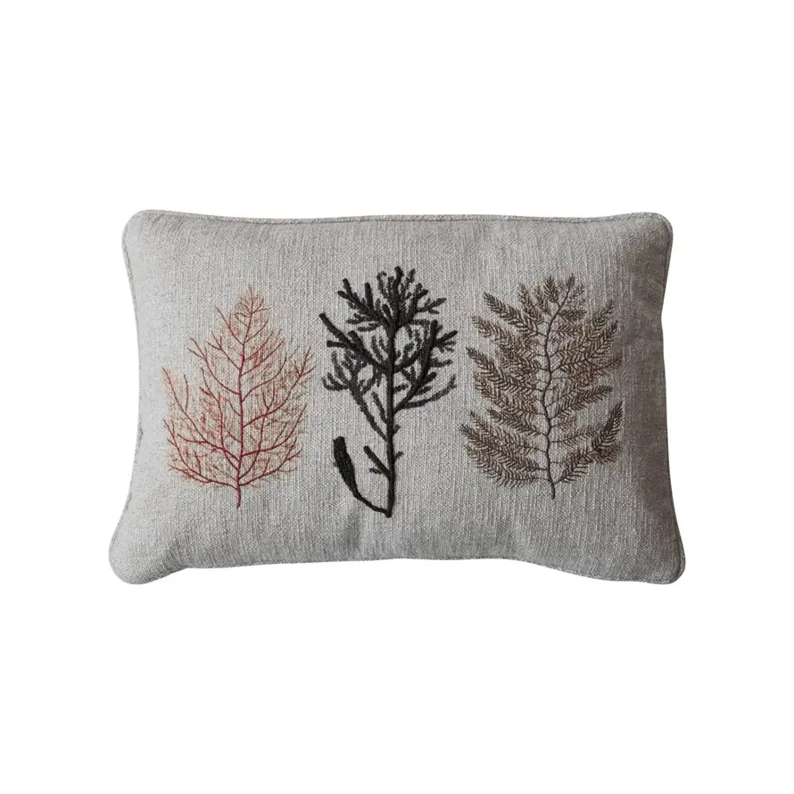 Lumbar Pillow Embroidered Coral - Multi Color - 24"x16"