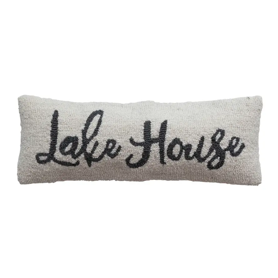Wool Cotton Tufted Lumbar Pillow Lakehouse - 24"x8"
