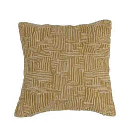 Pillow Kuba Cloth Pattern - Mustard and Cream - 16"