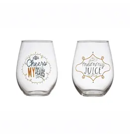 Creative Co-op Stemless Wine Glass with Saying - 18oz