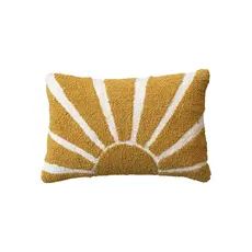Cotton Tufted Lumbar Pillow - Yellow Cream Sunshine - 24"x16"