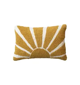Cotton Tufted Lumbar Pillow - Yellow Cream Sunshine - 24"x16"
